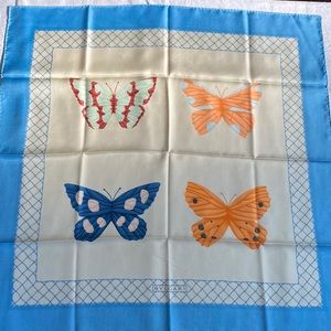 Bvlgari 100% silk butterfly print scarf. 34 x 34. Still in original packaging